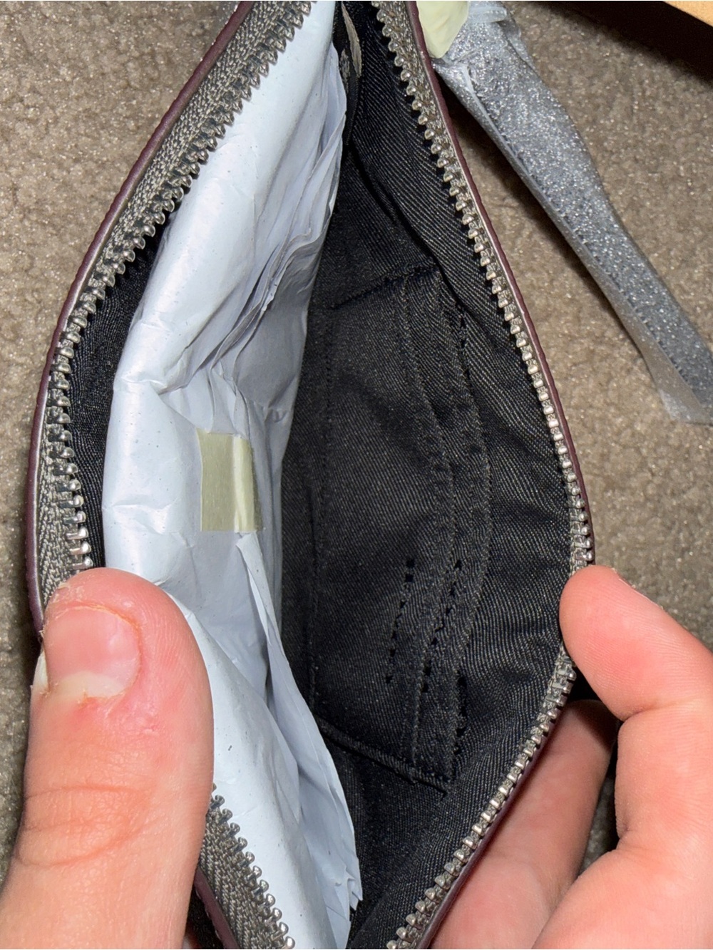 Coach Metallic Gray Pebbled Leather Wristlet - Picture 4 of 5